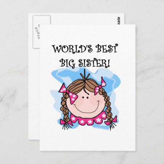 Brunette World's Best Big Sister Tshirts and Gifts Briefkaart (Voorkant / Achterkant)