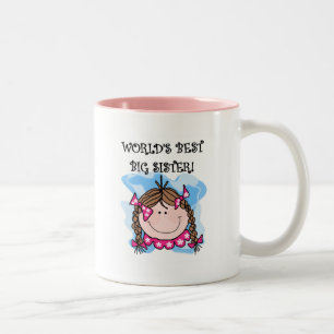 Brunette World's Best Big Sister Tshirts Tweekleurige Koffiemok