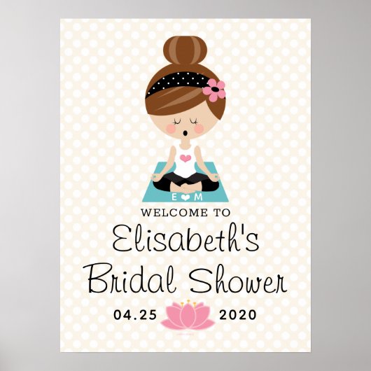 Brunette Yoga Fête des mariées Affiche de bienvenu (Devant)