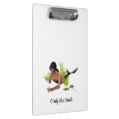 Brunette Zeemeermin Met Zeester Klembord (Rechts)