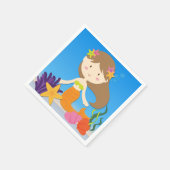 Brunette Zeemeermin Verjaardagspapier servetten (Hoek)