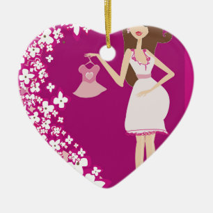 brunette zwangere vrouw keramisch ornament