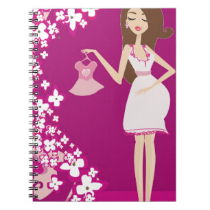 brunette zwangere vrouw notitieboek