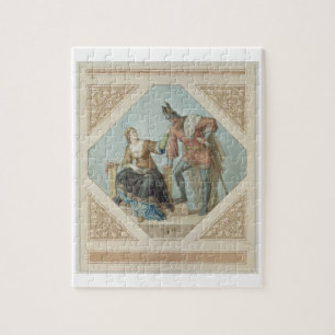 Brunhilde en Hagen, illustratie voor 'The Niebelu' Legpuzzel