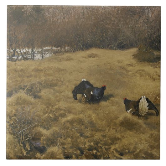 Bruno Liljefors - Black Grouse Display Tegeltje (Voorkant)