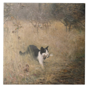 Bruno Liljefors - Kattenjacht Tegeltje