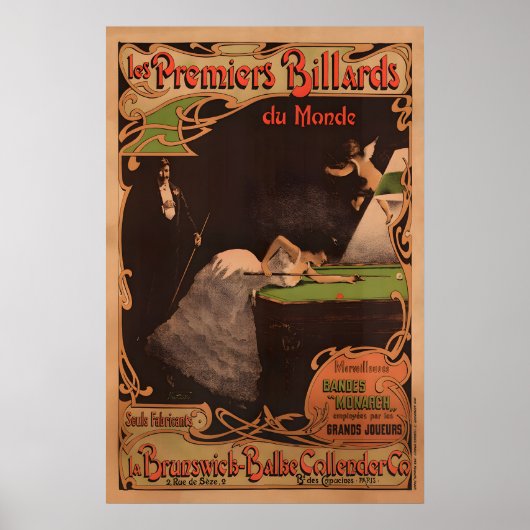 Brunswick Billards Vintage Poster (Devant)