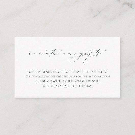 BRUNSWICK CREST bruiloft Een notitie over geschenk Informatiekaartje (Voorkant)