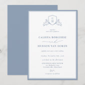 BRUNSWICK Floral Monogram Wedding Crest Invitation Kaart (Voorkant / Achterkant)