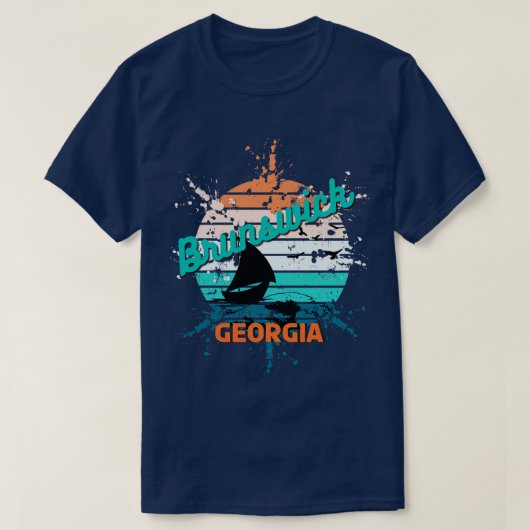 Brunswick Georgia Retro Exploding Sunset T T-shirt (Design voorkant)