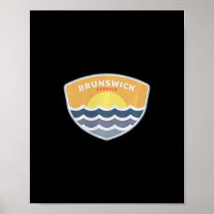 Brunswick Georgia Strand Ga Zonsondergang Vakantie Poster