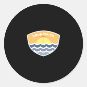 Brunswick Georgia Strand Ga Zonsondergang Vakantie Ronde Sticker