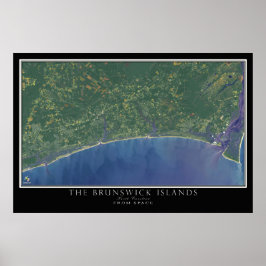 Brunswick Islands North Carolina Satellite Map Poster