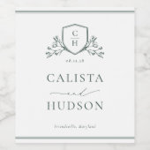 BRUNSWICK Monogram Crest Wedding Wijn Etiket (Enkel label)