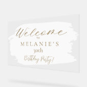 Brush blanc Stroke Script moderne Accueil Annivers (Angle)