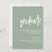 Brush blanc Typographie Graduation Invitation (Dos)