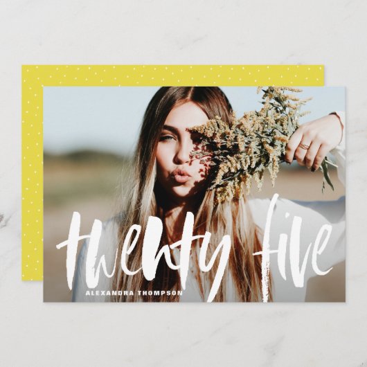 Brush blanc Typographie Graduation Invitation II (Devant / Derrière)