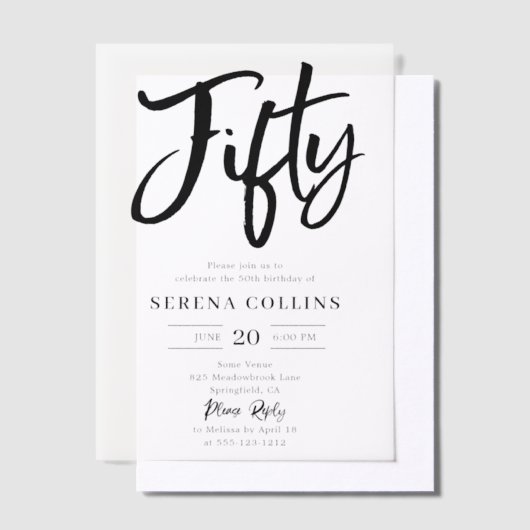 Brush Calligraphy 50 Invitations Vellum Anniversai (Compenser)
