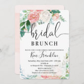 Brush Floral Bridal Brunch Invitations de douche (Devant / Derrière)