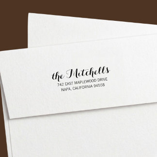 Brush Lettered Return Address Zelfinktende Stempel