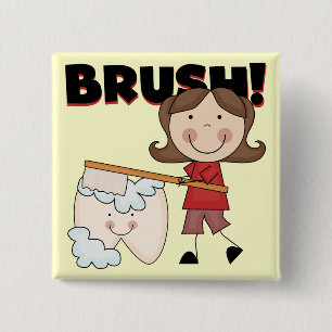 BRUSH - meisje met tatoeages en cadeautjes Vierkante Button 5,1 Cm