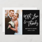 Brush moderne Script Love et Merci Mariage noir (Devant / Derrière)