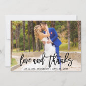Brush moderne Script Love et Merci photo Mariage (Devant)