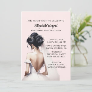 Brush rose Brunette Invitation de douche nuptiale
