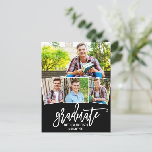 Brush Script 4 Faire-part de graduation photo (Debout devant)