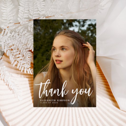 Brush Script afstuderen dank u fotokaart Bedankkaart