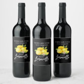 Brush Script Black Limoncello Lemons Étiquette bou (Bouteilles)