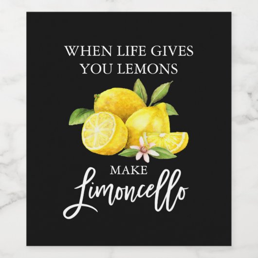 Brush Script Black Limoncello Lemons Étiquette bou (Étiquettes simples)