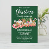 Brush Script Christmas Cookie Exchange Groen Kaart (Staand voorkant)