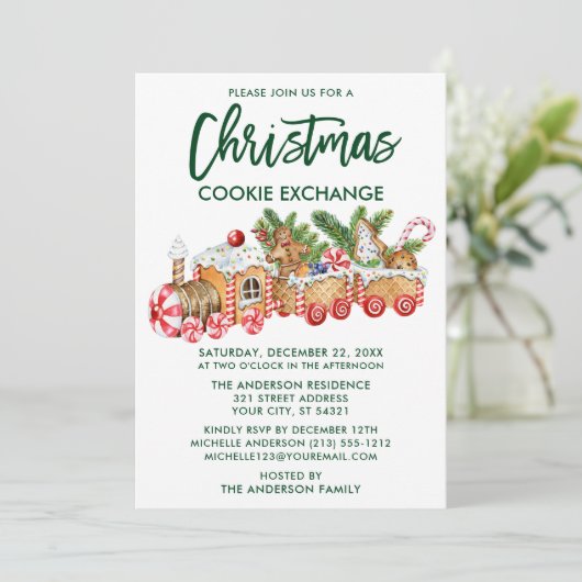Brush Script Christmas Cookie Exchange Kaart (Staand voorkant)