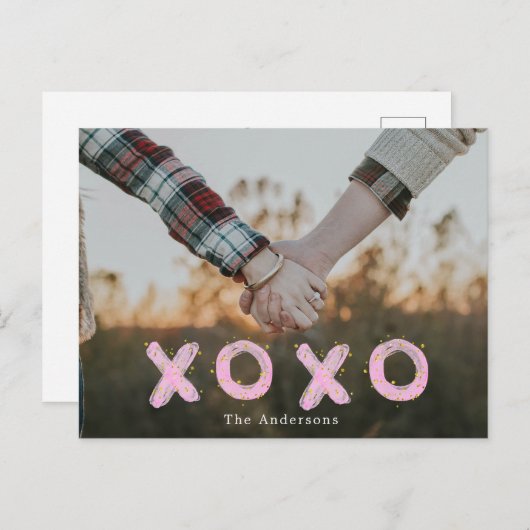 Brush script embrasser et embrasser Photo Carte Po (Devant / Derrière)