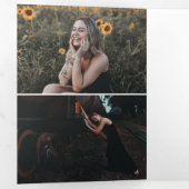 Brush Script Foto Afstuderen Drieluik Uitnodiging (Binnenzijde eerst)