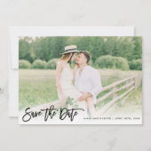 Brush Script Foto Minimalistische Horizontale  Save The Date (Voorkant)