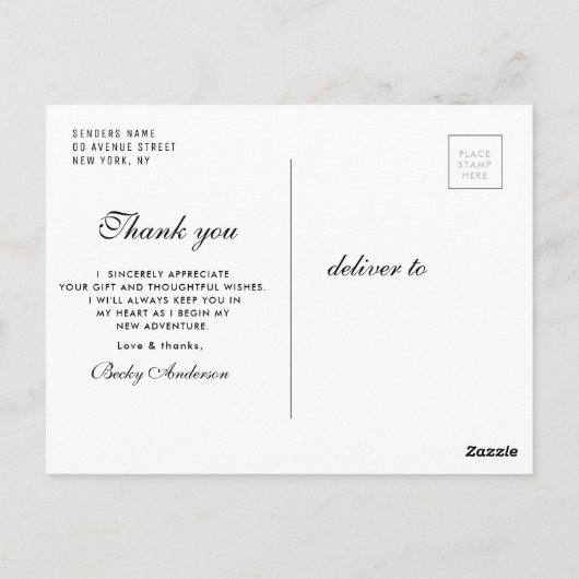 Brush script gouden pet afstuderen dank u briefkaart (Achterkant)