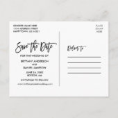 Brush Script Instant Photo Blue Wood De datum opsl Briefkaart (Achterkant)