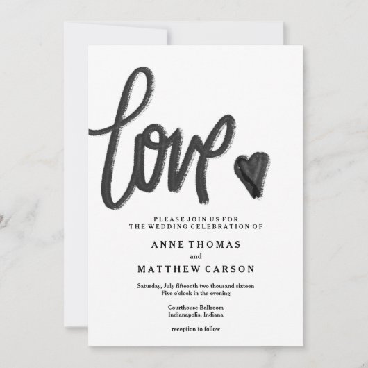 Brush Script Love| Faire-part de mariage (Devant)