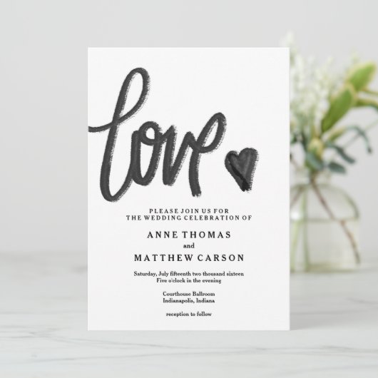 Brush Script Love| Faire-part de mariage (Debout devant)