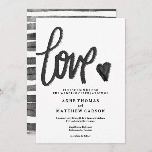 Brush Script Love| Faire-part de mariage (Devant / Derrière)