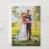Brush Script Mariage Photo Kraft Carte de remercie (Devant)