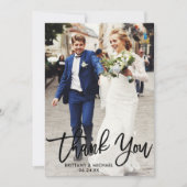 Brush Script Mariage Photo Kraft Carte de remercie (Devant)
