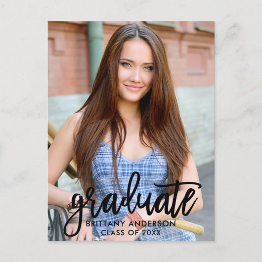 Brush Script Modern Photo Graduation Faire-part (Devant)