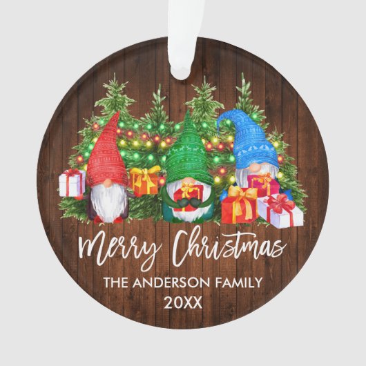 Brush Script Noël Lumières Bois Gnomes (devant)