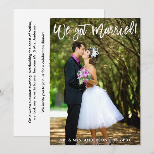 Brush Script Nous Avons Marié Invitation de fête W (Devant / Derrière)