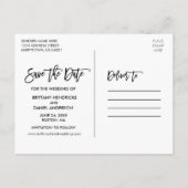 Brush Script Roze Blauw Bloemen Goud Save the Date Aankondigingskaart (Achterkant)