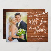 Brush Script Rustic Wood Love et Merci Mariage (Devant / Derrière)