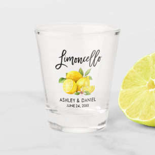 Brush Script Waterverf Citroenen Bruiloft Limoncel Shot Glas
